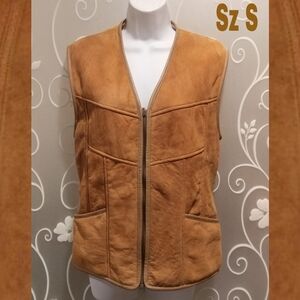VINTAGE WOMENS LAMBSKIN VEST JACKET SIZE S